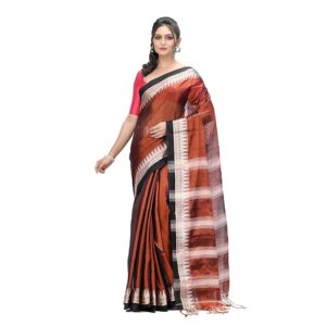 dB DESH BIDESH Women`s Bengal MayurKonthi Color Changer Temple Tissue Silk Handloom Cotton Saree With Blouse Piece